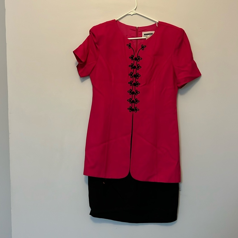 Pristine 90s vintage Lois Snyder Dani Max fuschia pink work dress